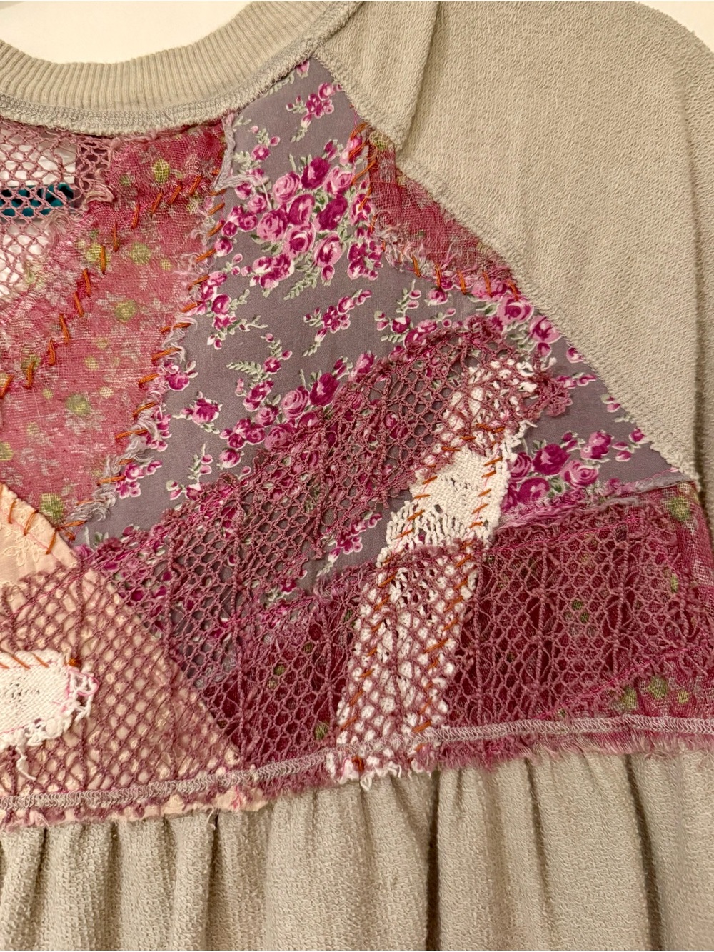RARE 2009 Free People Deconstructed Patchwork Lace Back Zip Jacket